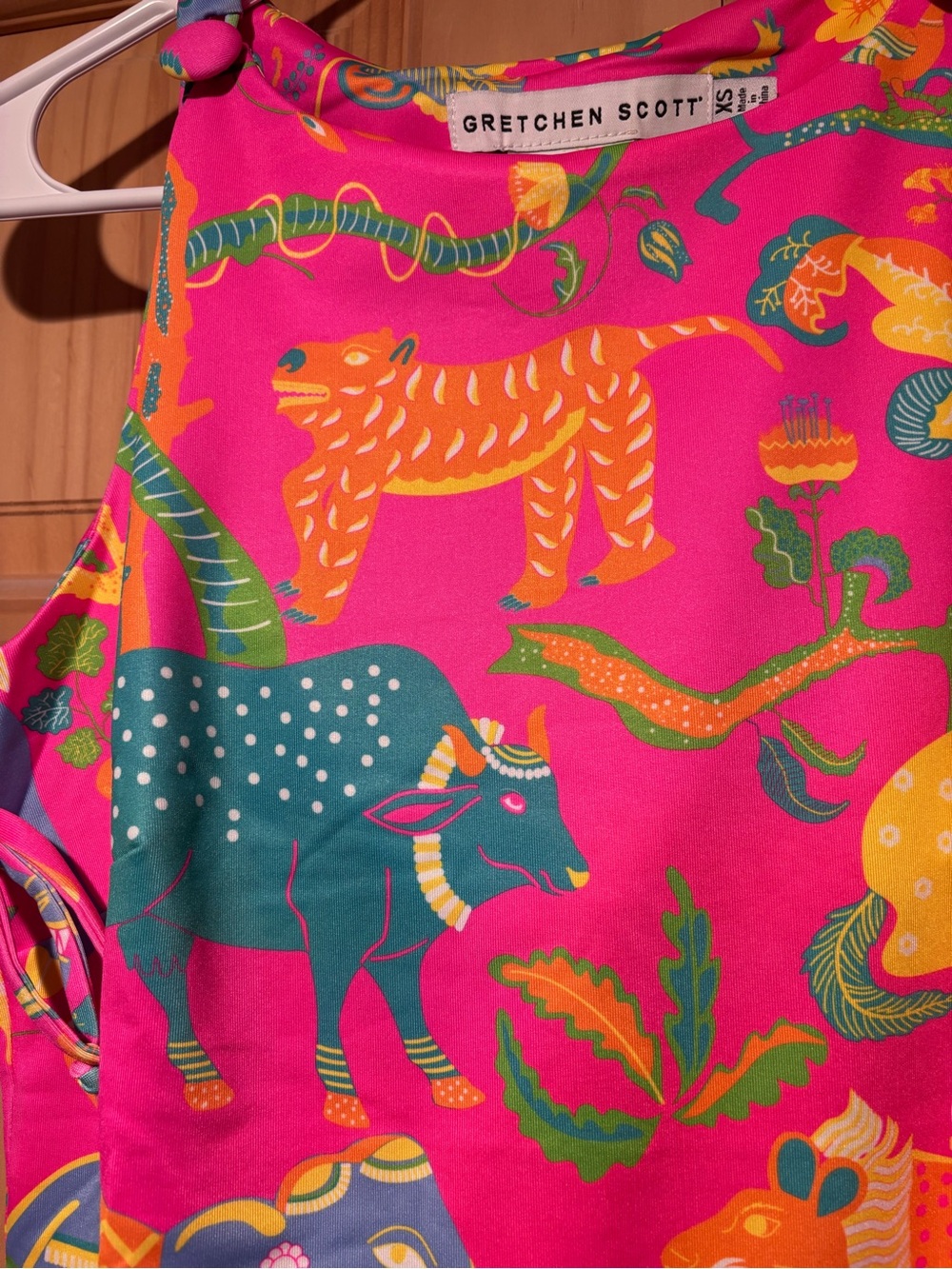 Gretchen Scott Designs Bright Pink Animal Print Side-Tie Dress - Picture 3 of 5